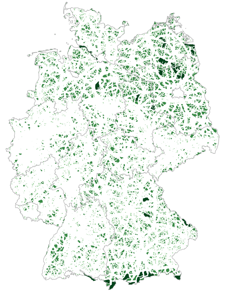 Karte der Ruhigen Gebiete in Deutschland